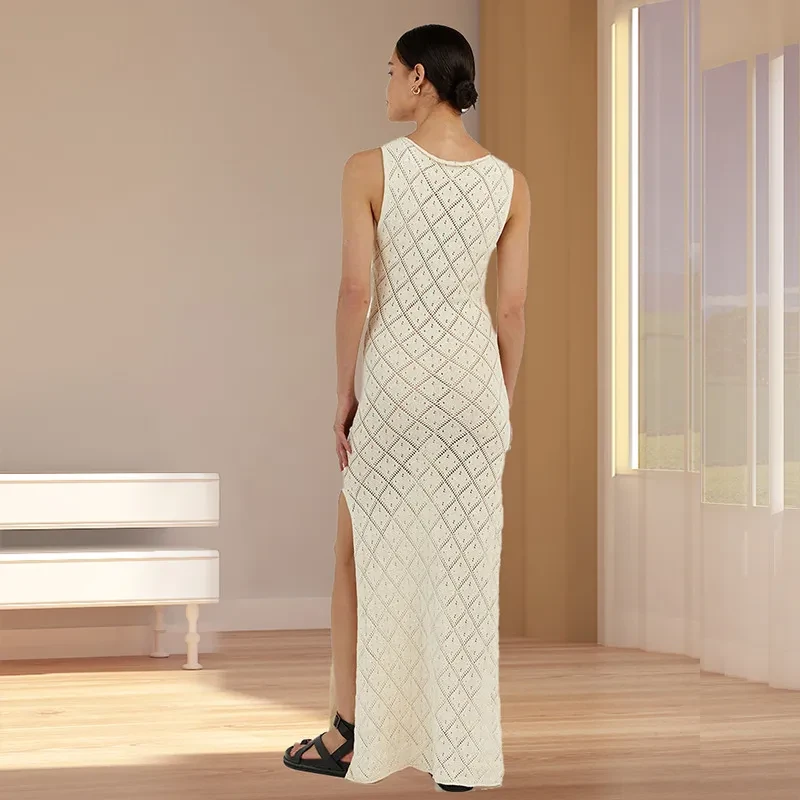 Women's Hollow Knit Long Dress Elegant and Stylish