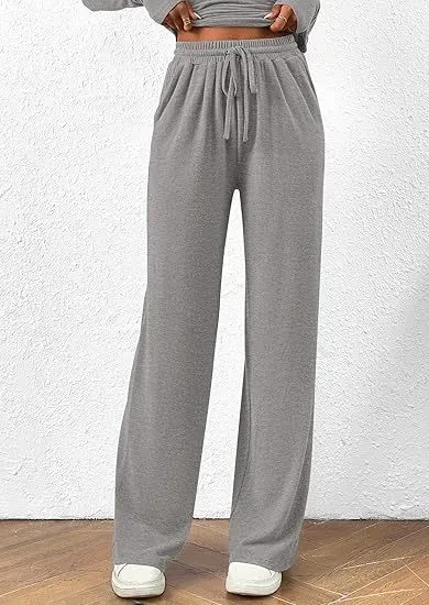 Asymmetrical Long-Sleeve T-Shirt & Wide-Leg Pants Casual Sportswear Set