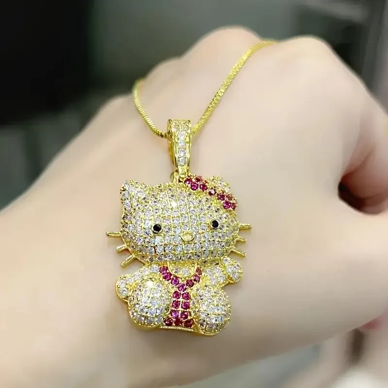 1pc Officially Authorized Hello Kitty Rhinestone Pendant Necklace