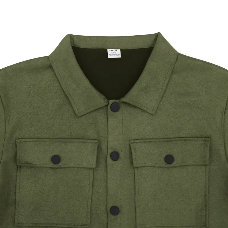 Suede Single-breasted Solid Color Slim Fit Two-piece Suit Men