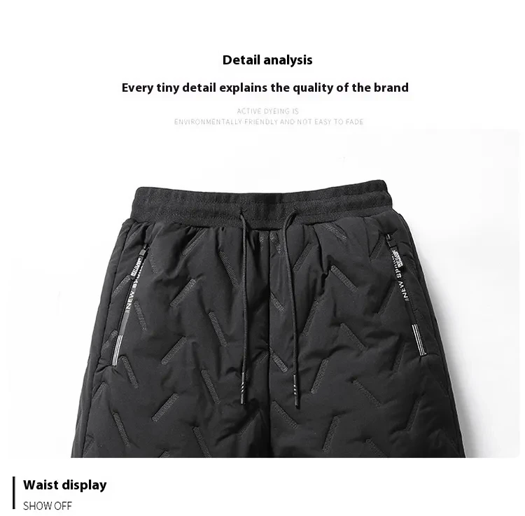 Men's Winter Fleece-Lined Sweatpants Plush Thermal Lambswool Trousers, Windproof & Waterproof Casual Cotton Warm Pants