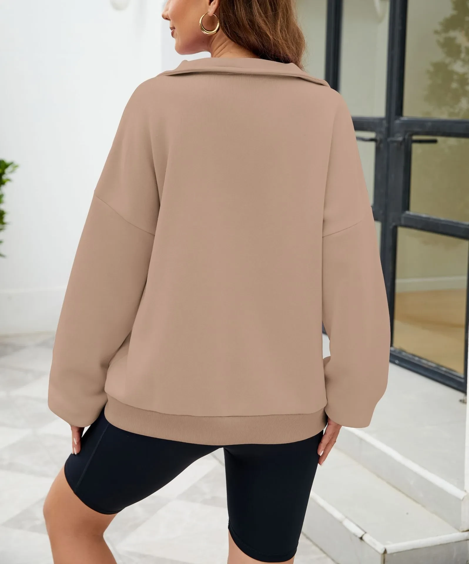 Y2K Solid Color Stand Collar With Pocket Zipper Sweatshirt Casual Sports Loose Top Women's Clothing