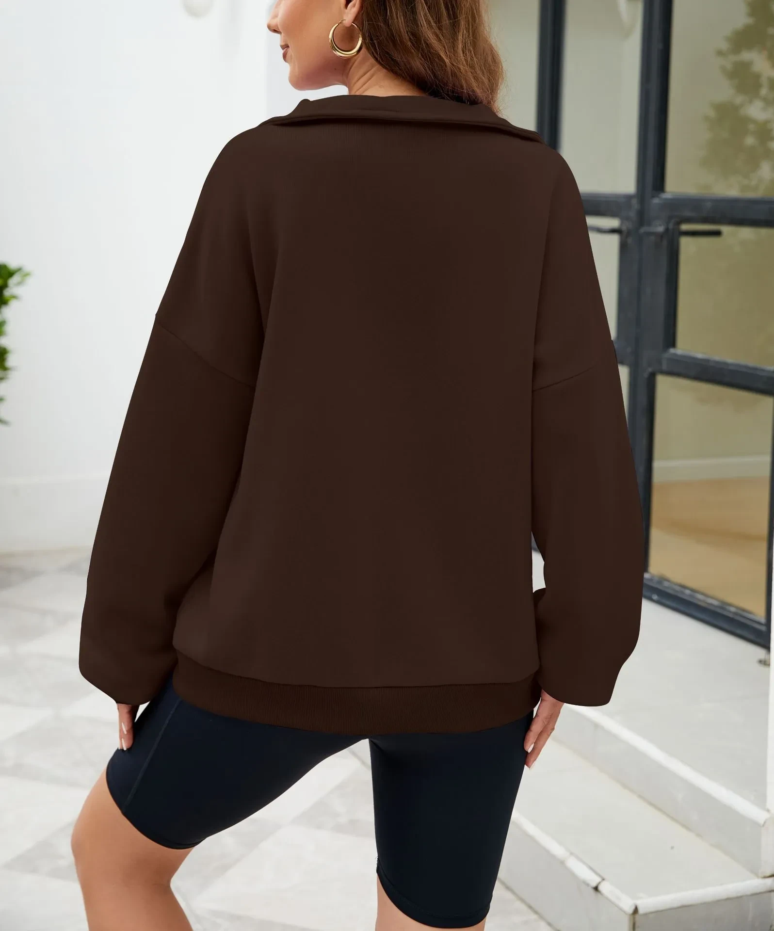 Y2K Solid Color Stand Collar With Pocket Zipper Sweatshirt Casual Sports Loose Top Women's Clothing