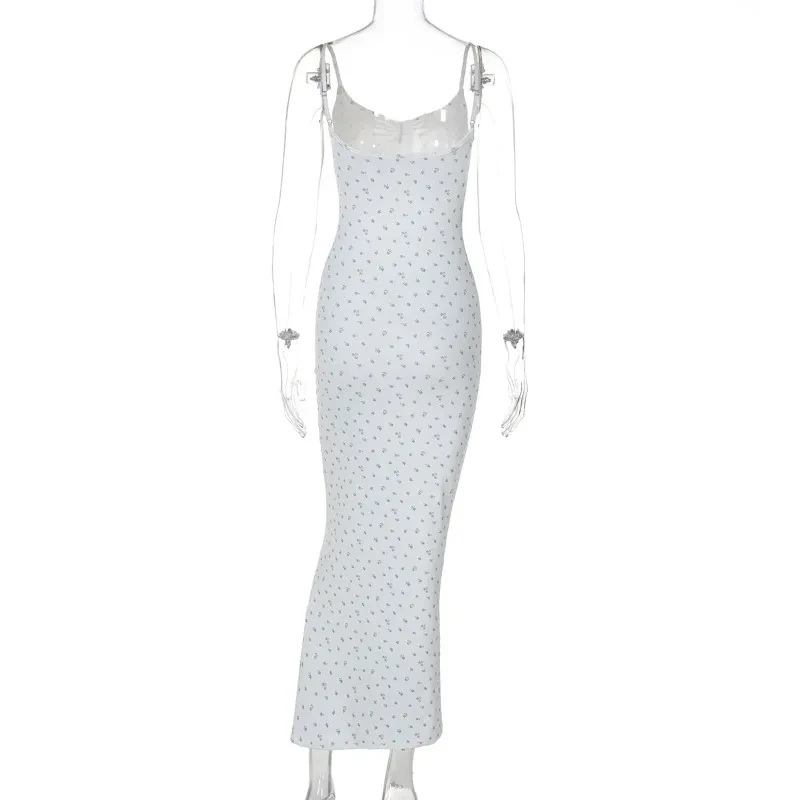 Slim-Fit Floral Sheath Dress with U-Neck and Adjustable Straps