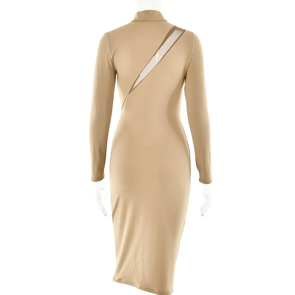 Women's Long Sleeve Round Neck Stitch Dress