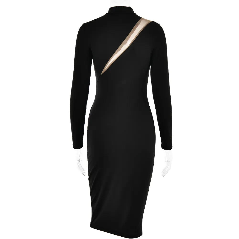 Women's Long Sleeve Round Neck Stitch Dress
