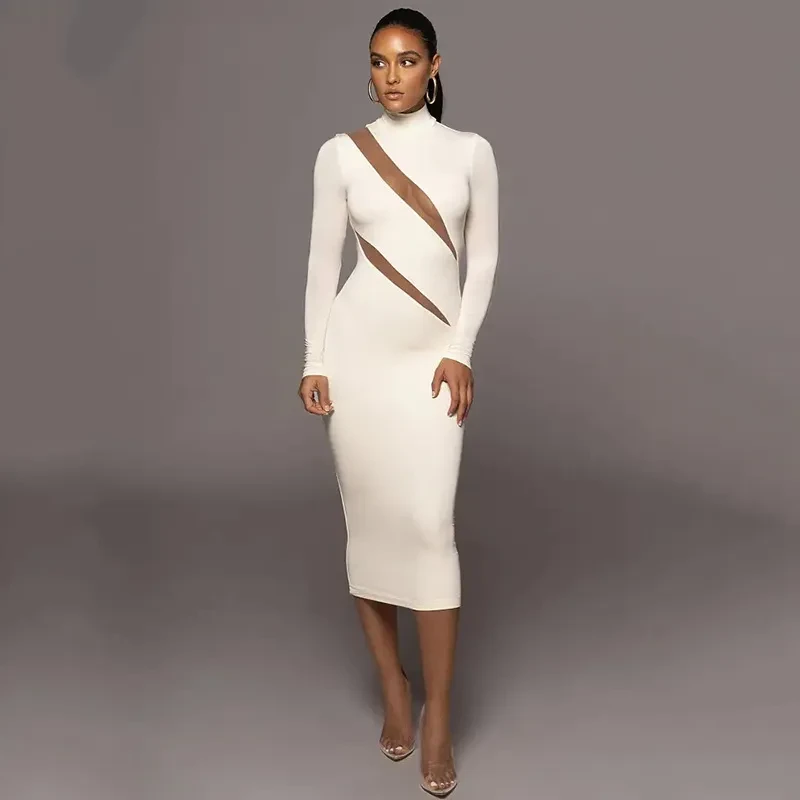 Women's Long Sleeve Round Neck Stitch Dress