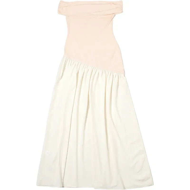 Women's Off-Shoulder Slim Fit Dress with Color Contrast Design