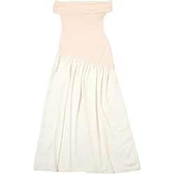 Women's Off-Shoulder Slim Fit Dress with Color Contrast Design