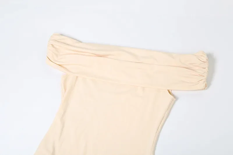 Women's Off-Shoulder Slim Fit Dress with Color Contrast Design