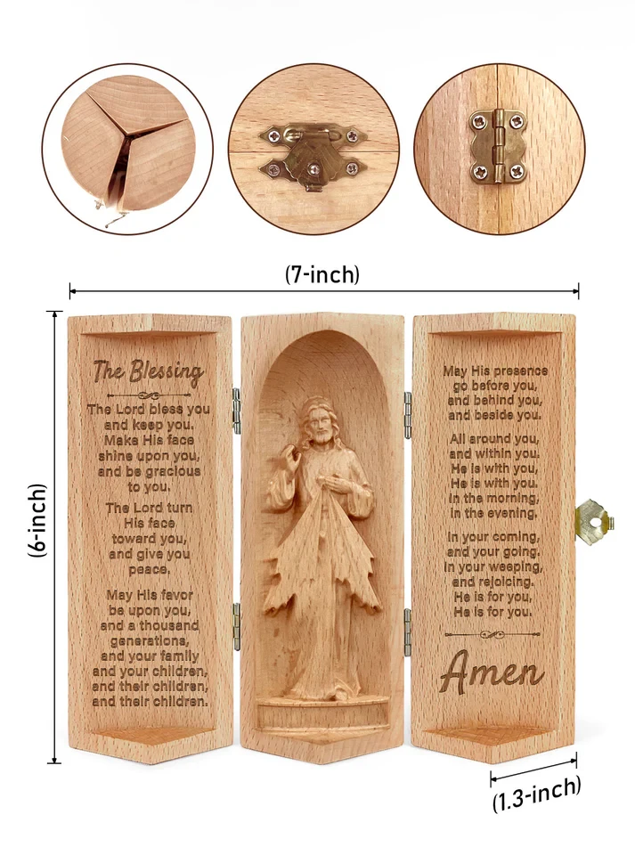 The Blessing - Openable Wooden Cylinder Sculpture of Jesus Christ