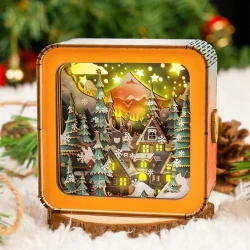 Warm Christmas Eve Kit - 3D Wooden Puzzle Night Light