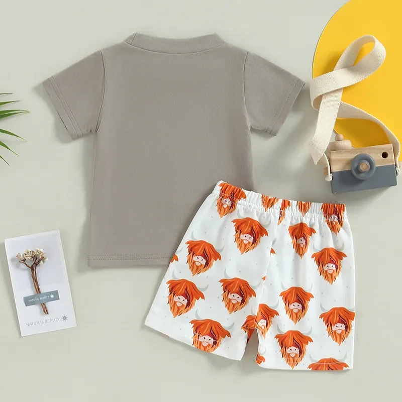 Boy's Short-sleeved T-shirt Bell-bottom Pants Suit