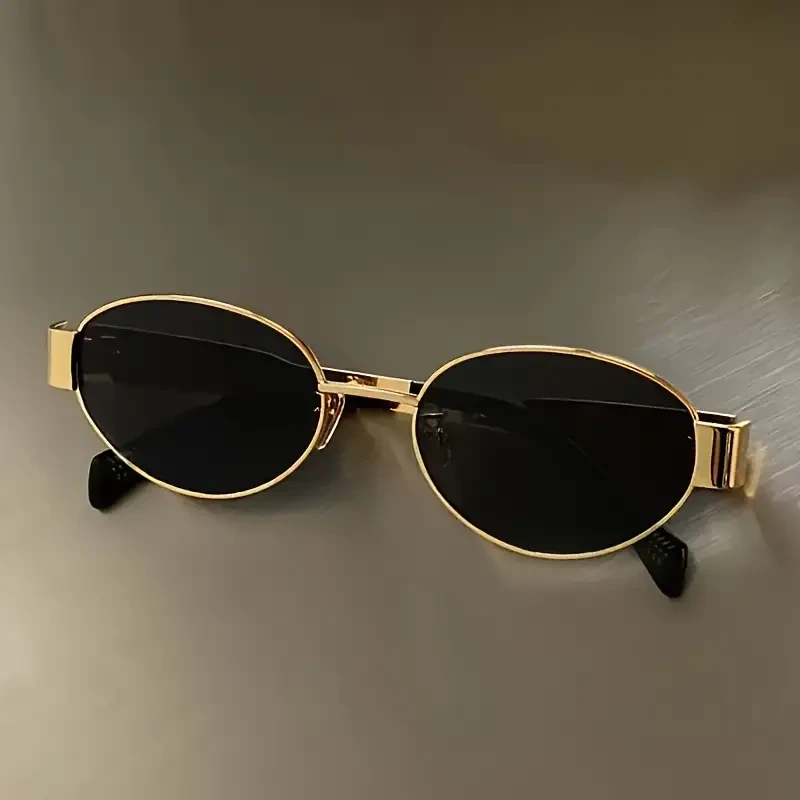 Preppy Style Oval Glasses with Polished Metal Frame