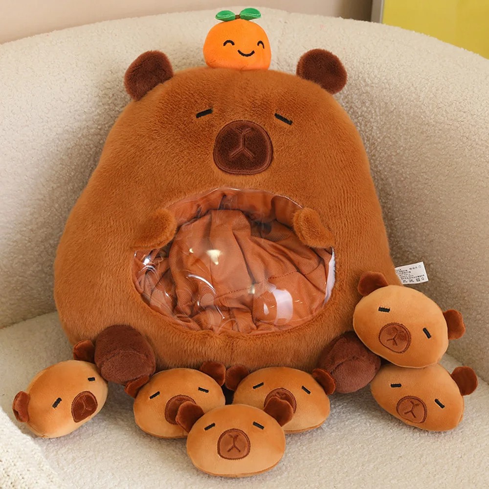 New Capybara Shark Shaped Snack Bag Plush Toy - Super Soft Cartoon Squishy Pillow