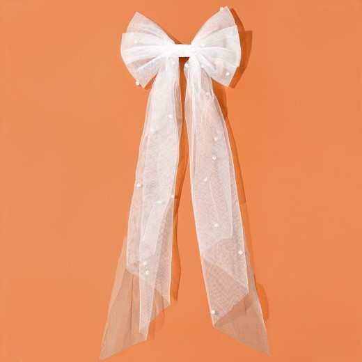 Women's Mesh Streamer Pearl Butterfly Hair Clip