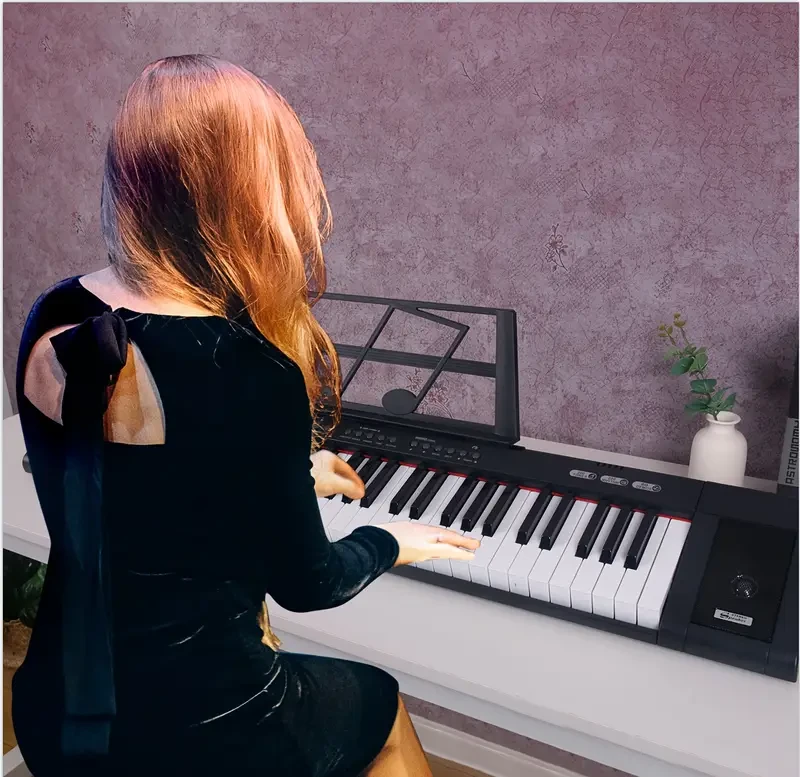 61-Key Portable Piano Keyboard - Enhanced Sound, Perfect For Beginners & Adults, Inclusive Gift For Music Lovers - Dual Speakers, USB Connectivity, Music Stand, & Microphone Halloween Gift Christmas Gift