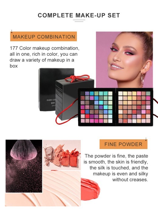 Cross-border Makeup 177 Color Eye Shadow Blush Lip Gloss Repair Multifunctional Set Face