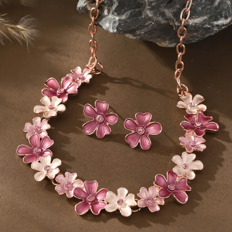 A Jewelry Set for Women Featuring a Pair of Earrings And a Necklace