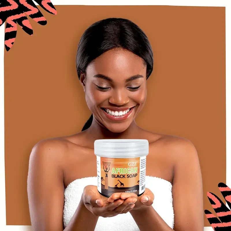 GZE African Black Soap Bar Paste Body Wash Set