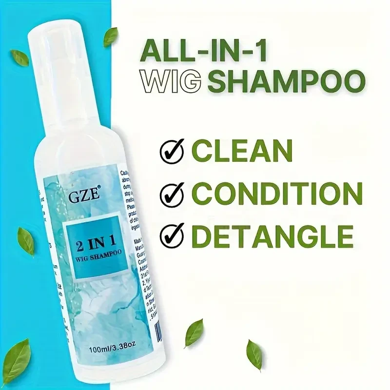 2-Pack 100ml Synthetic 2 IN 1 Wig Shampoo