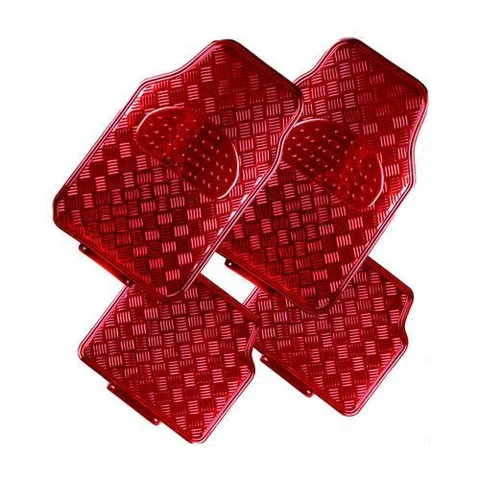 4-Piece Rubber/Aluminium Look Car Mat