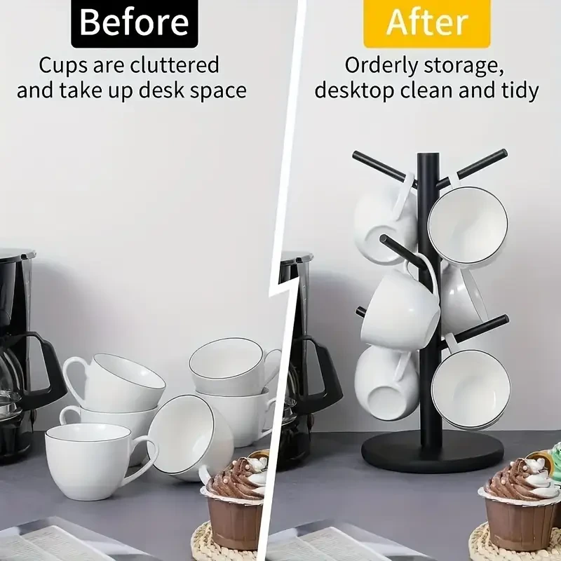 Mug Hanger Coffee Cup Holder with 6 Hooks