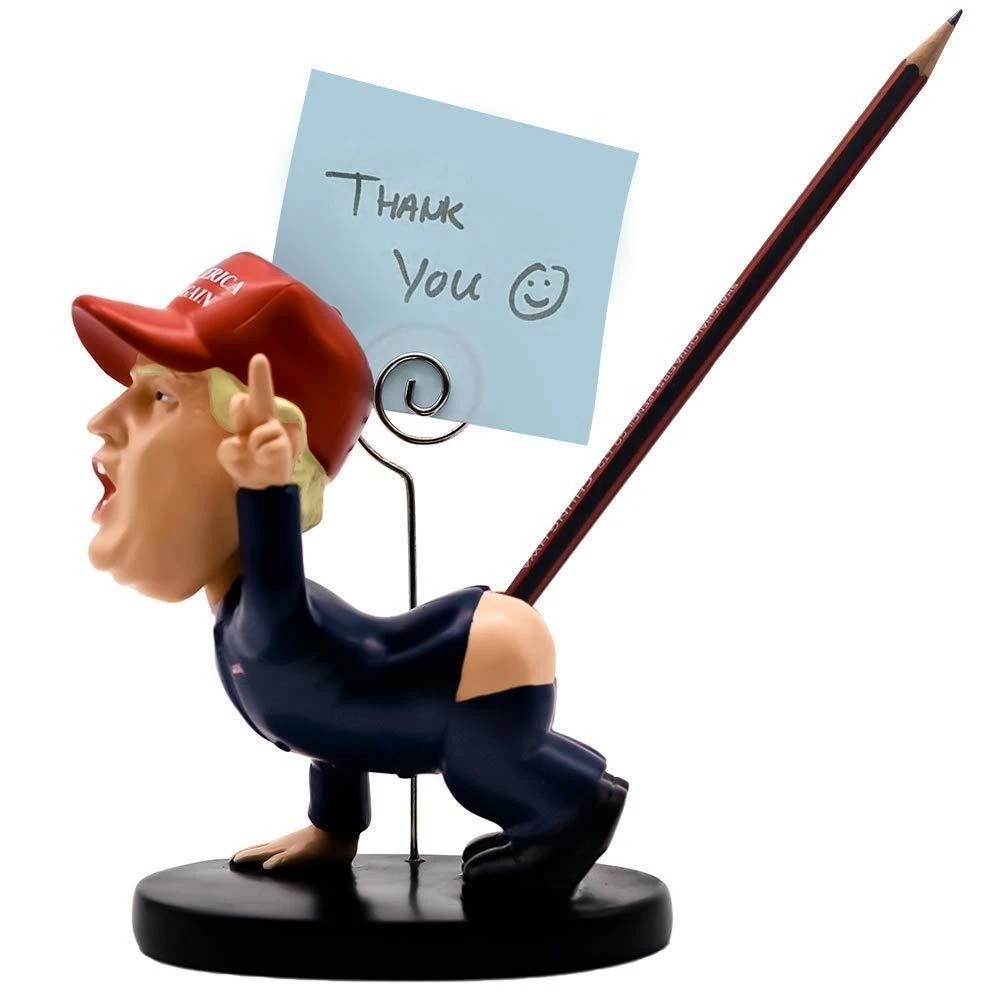 Pen holder resin shaking head doll business card holder