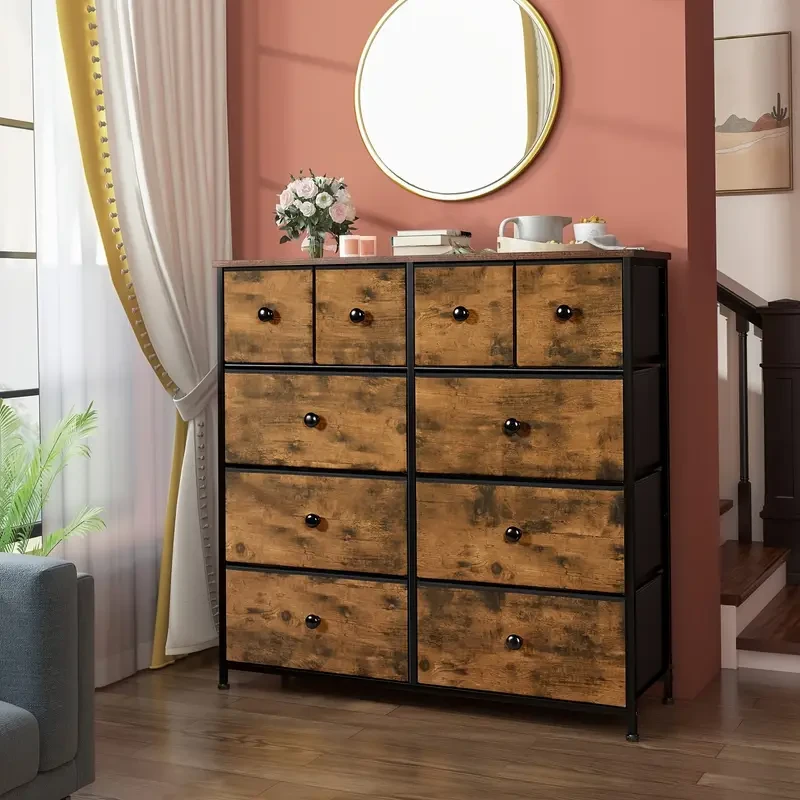 10 Fabric Drawers Drawer Cabinet Organizer Furniture  Versatile Storage for Kitchen, Office, Hallway, and TV Cabinet