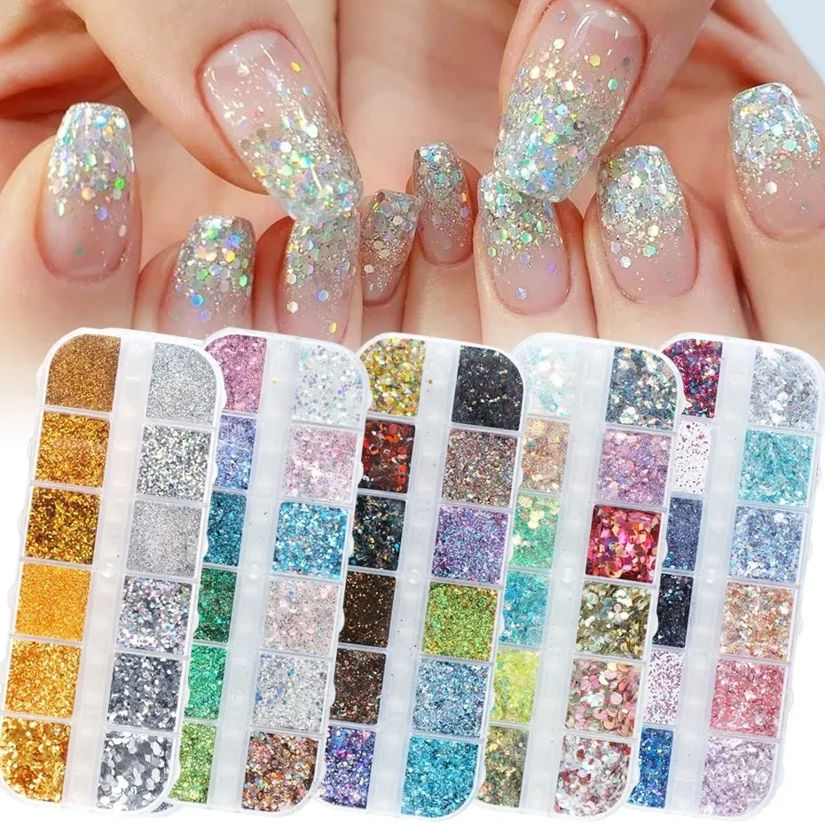 Gold Glitter Coffin Nails