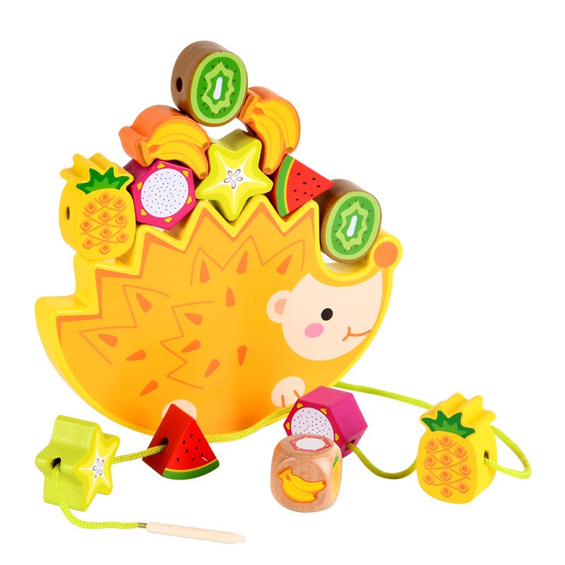 Hedgehog Fruit Balance Building Blocks Cartoon Heap Tower Jenga Large Particle Fruit Cognition Beaded Educational Toys