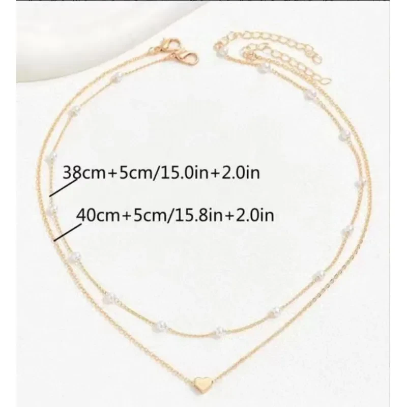 Double Layer Twin Pearl Heart Necklace