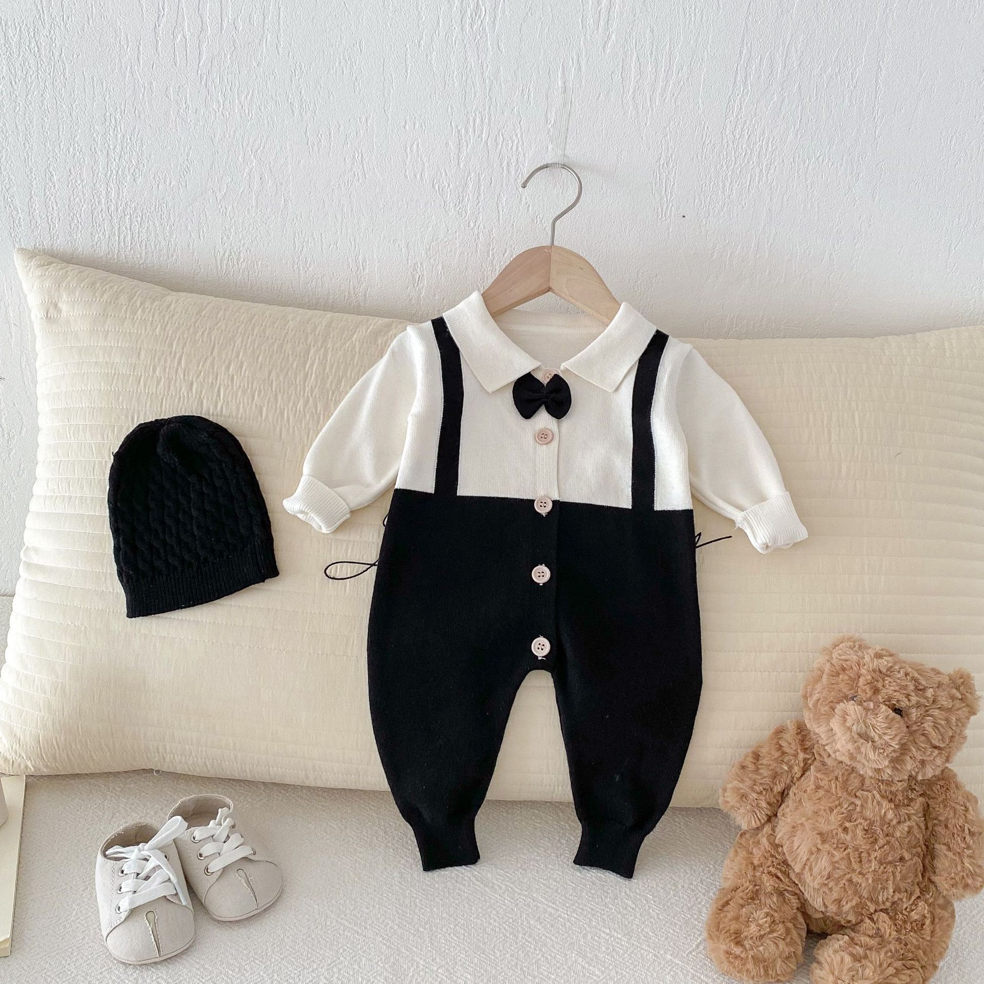 Autumn And Winter New Children's Clothing Infant Lapel Gentleman Tie False Two-piece Suit