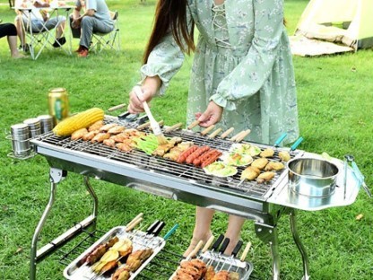 BBQ Stove Set Foldable Stainless Steel Grill Combo 2