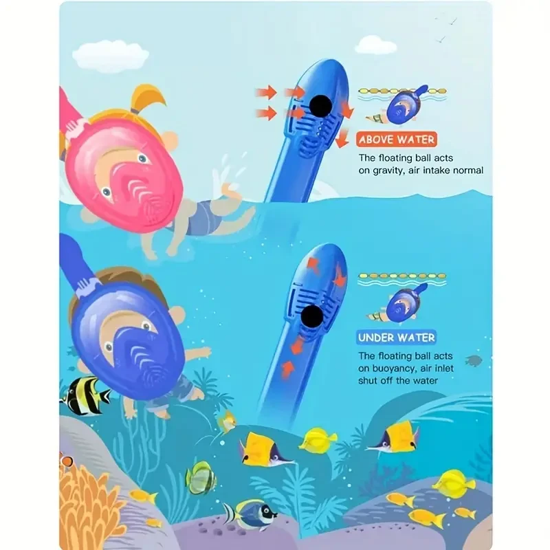 1 Youngsters' Black Full-Face Snorkel Mask with Innovative Leak-Proof System, 180 Panoramic View, and Removable Camera Mount - Durable PC Material for Comfortable Diving & Snorkeling Experience, Youngsters Diving Mask|Sleek Black Design|Antileak Snorkel