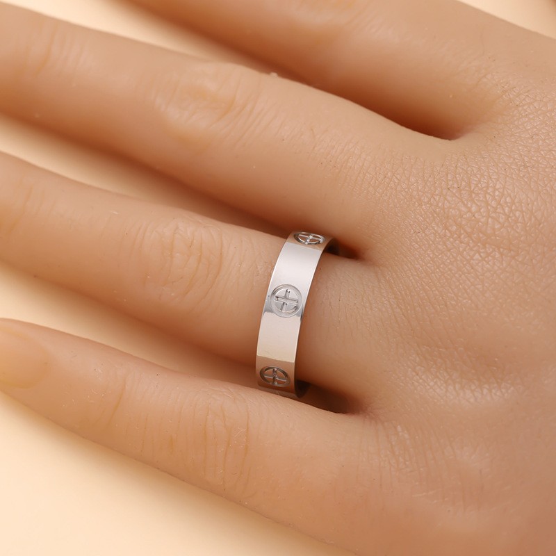 Fashion Classic Cross Stainless Steel Rings - Gold Color Luxury Wedding Jewelry