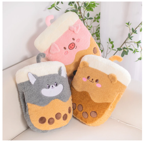 Plush Husky Bear Milk Tea Hand Warmer Gift