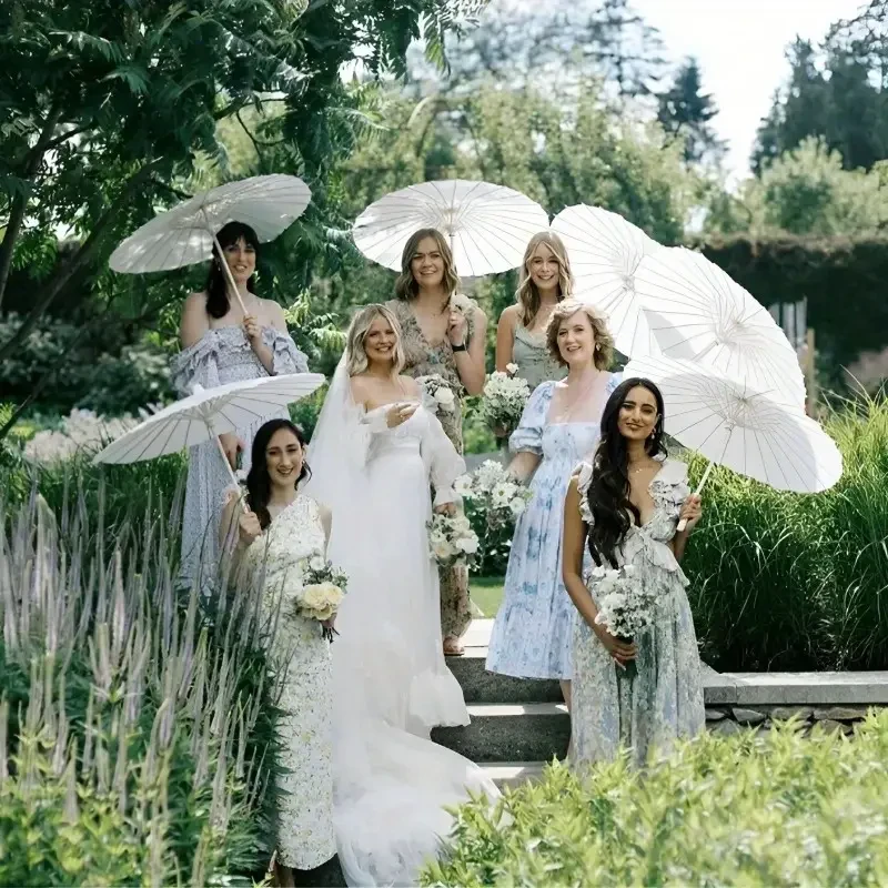 6PCS 80cm White Paper Umbrella Parasols