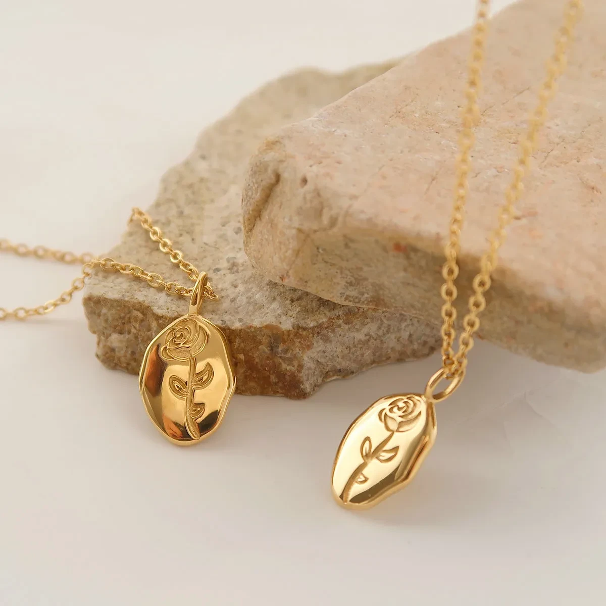 Stainless Steel Oval Pendant Necklace