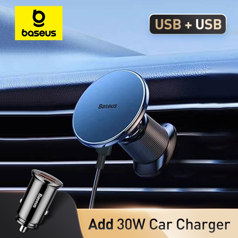 Baseus Car Phone Holder Magnetic Wireless Charger - 15W Fast Charging Car Charger Holder for iPhone 15, 14, 13 Pro Max