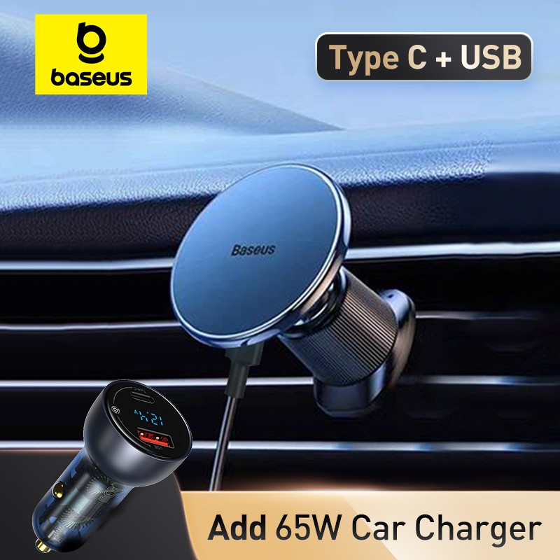 Baseus Car Phone Holder Magnetic Wireless Charger - 15W Fast Charging Car Charger Holder for iPhone 15, 14, 13 Pro Max
