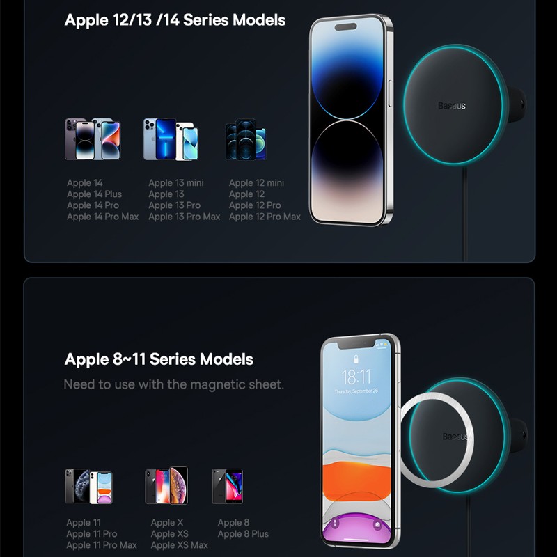 Baseus Car Phone Holder Magnetic Wireless Charger - 15W Fast Charging Car Charger Holder for iPhone 15, 14, 13 Pro Max