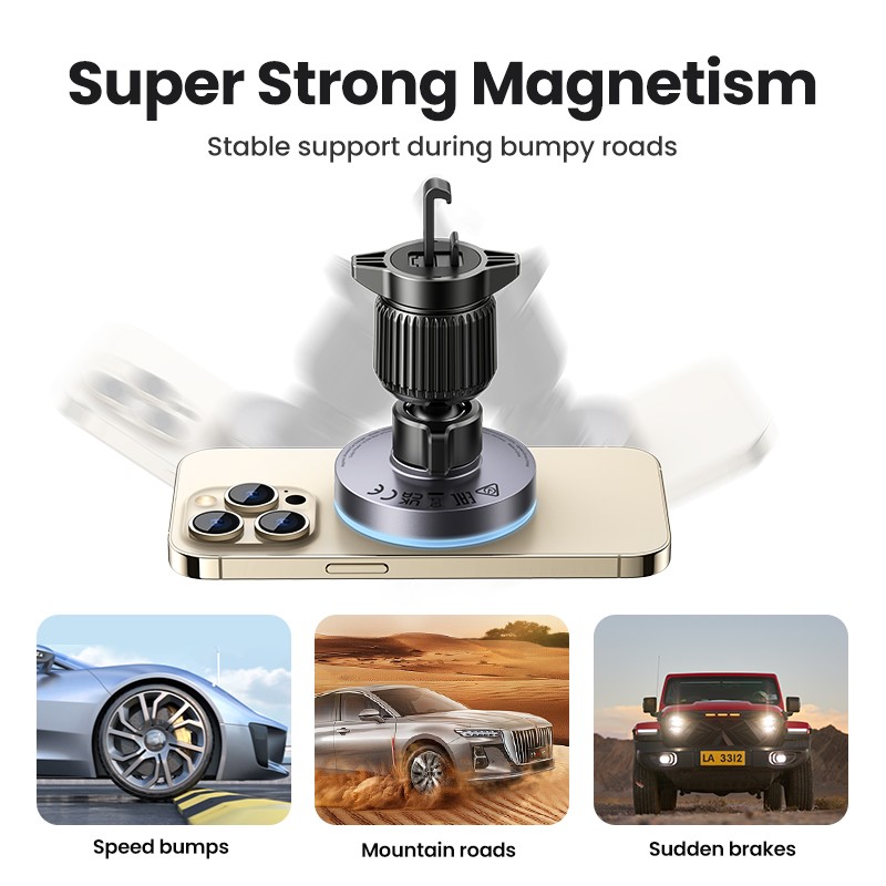 UGREEN Magnetic Car Phone Holder Wireless Charger Stand for iPhone 15, 14, 13 Pro Max