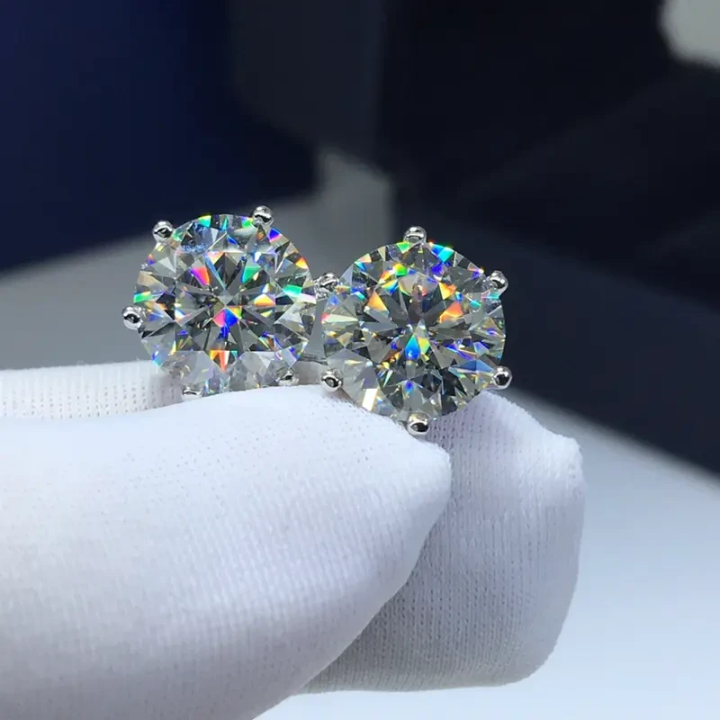 2pcs/pair Moissanite Stud Earrings