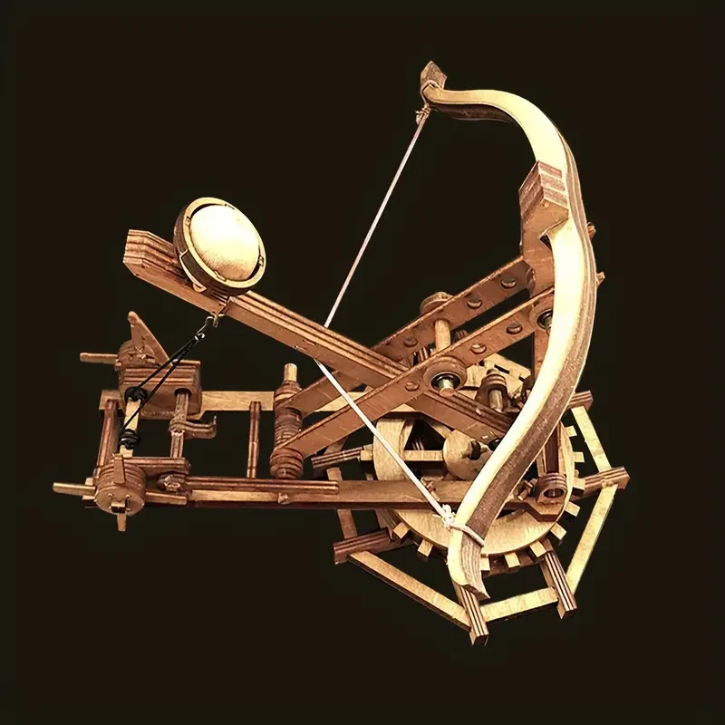 3D Wooden Puzzles for Adults Wooden Model Kits - 1pc Maroon Wooden Catapult Model Kit