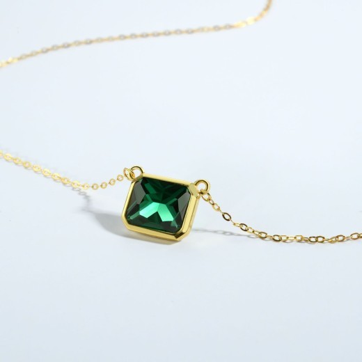 High-grade Inlaid Zircon S925 Silver Necklace Women's Crystal Pendant