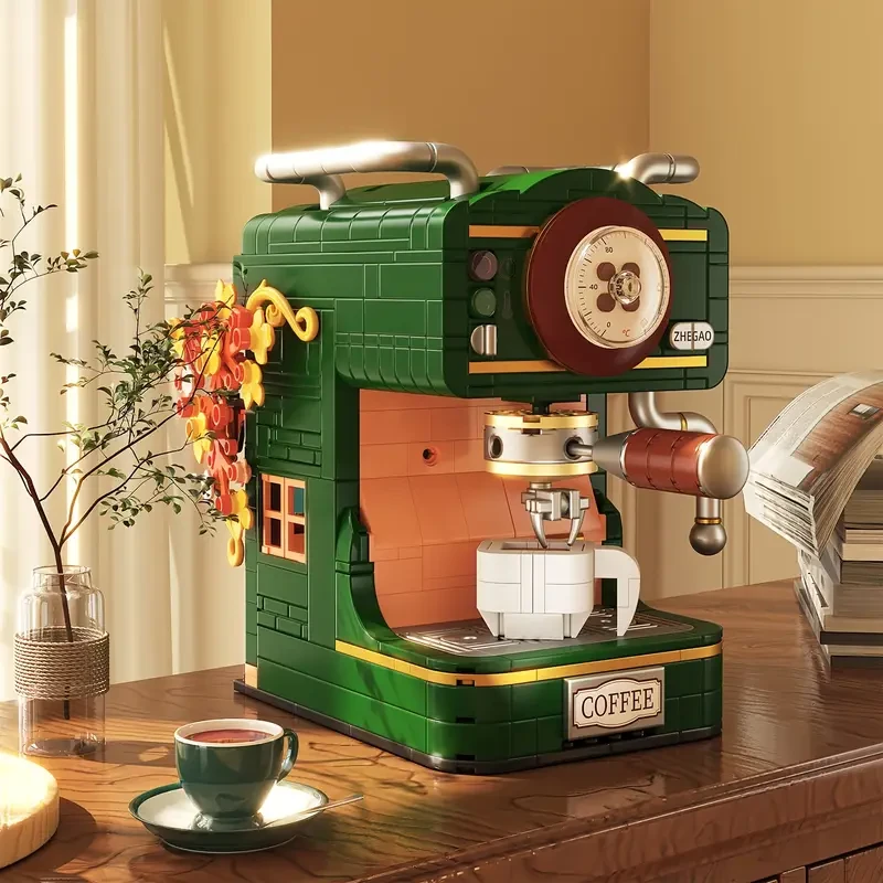 Vintage Retro ABS Plastic Self-Assembly Coffee House Building Blocks