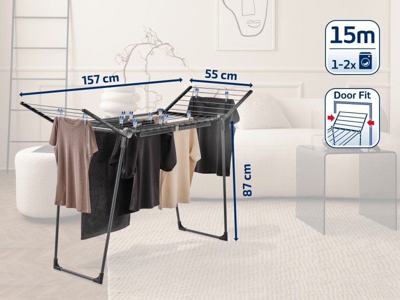 Standing dryer Pegasus 150 Solid Slim Black - Leifheit