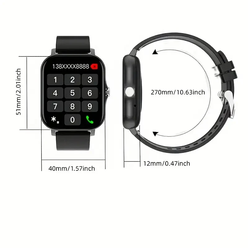 Smart Watch for Android & iOS - Men's/Women's Watch with Call, Information Reminder, 4.29 cm Large Screen, Sports Step Counting, and Multiple Fitness Modes