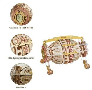 Robotime ROKR Zodiac Wall Clock 3D Wooden Puzzle Model Assembly Toys Gifts for Children Kids Teens LC601 Support Dropshipping